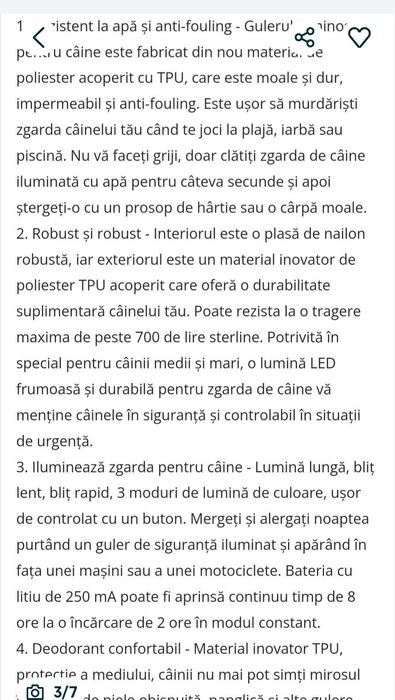 zgarda pentru câini luminoasa