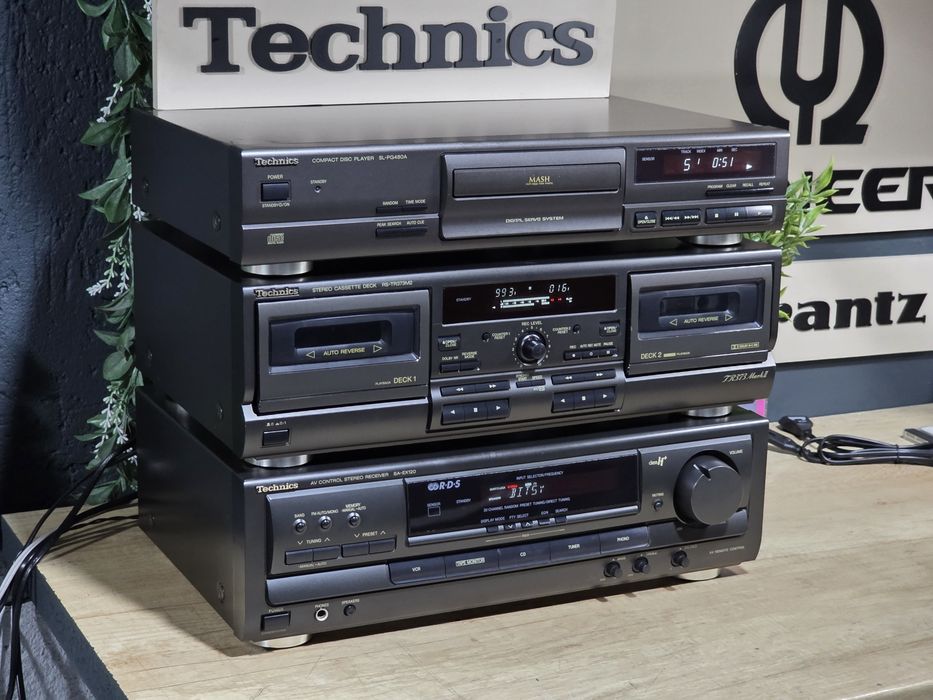 Linie audio TECHNICS, amplituner sa-ex120 ,dublu deck rs-tr373m2, cd player  sl-pg480a, hifi 2x80w 8 ohm, stereo