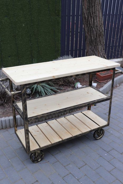 Stander, insula, carucior bucatarie.Masa cu roti STIL INDUSTRIAL