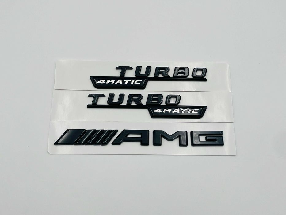 Set Embleme Compatibile Mercedes turbo 4matic AMG negru