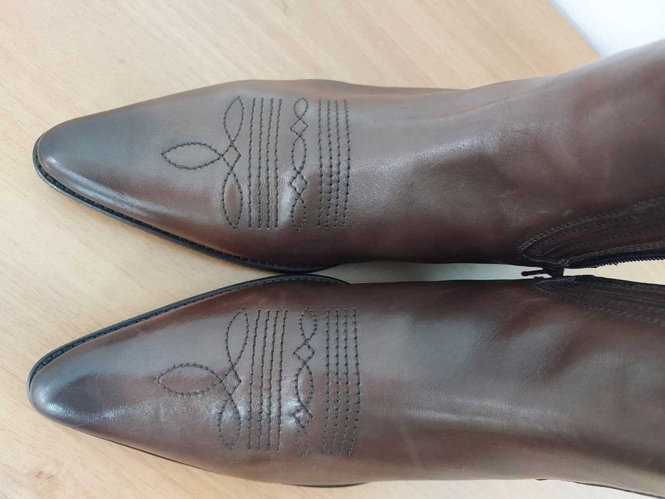 Botine Cowboy piele naturală - model maro, măsura 46