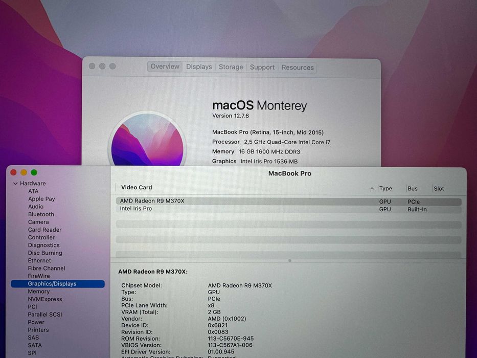 15' Retina Core i7 Apple MacBook Pro 2015 16GB RAM/256GB SSD/Radeon R9