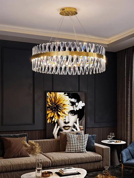 Люстра потолочная Crystal Gold Ring LED, золотая, 60/80 см