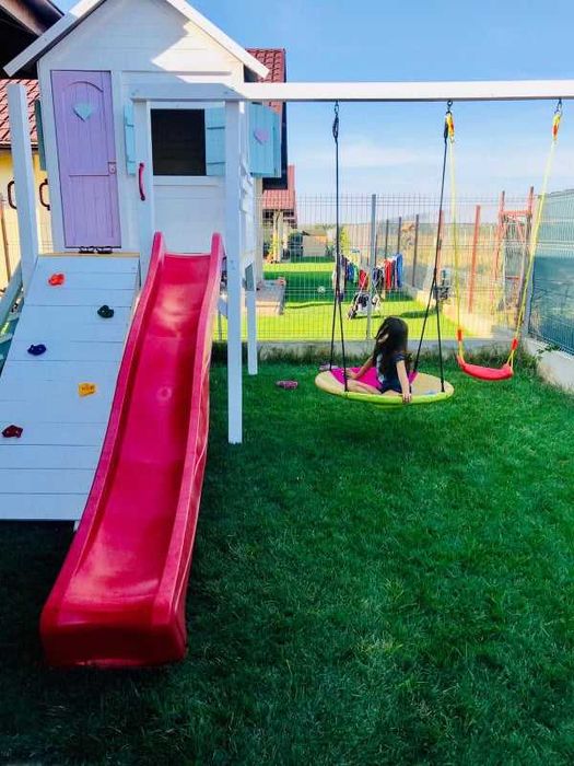 *New* Casuta copii Emma, loc de joaca, tobogan, escalada, leagane