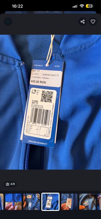 hanorac cu fermoar adidas nou cu eticheta si bon fiscal