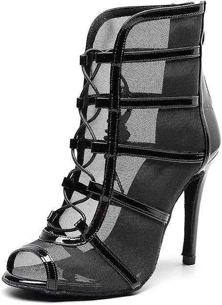 Botine Latino dance , Piele + plasa, toc inalt, 40, Redus de la 300RON