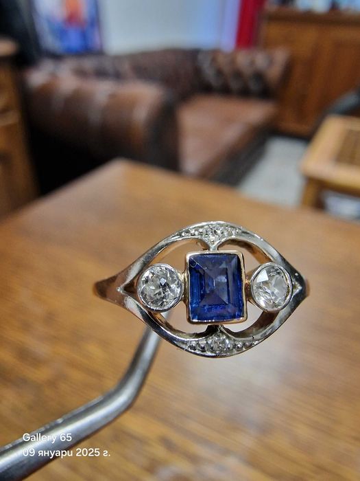 ‼️Златен Пръстен със Сапфир и Диаманти‼️ - Заложна къща Галерия 65