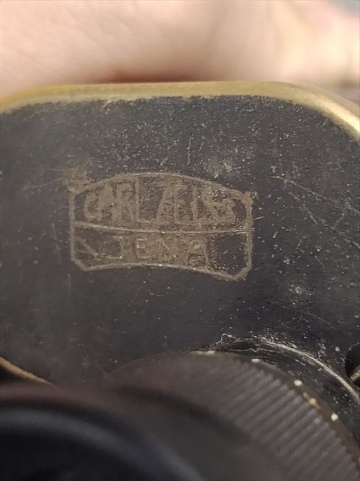 Binoclu militar Carl Zeiss Jena WW1, cu toc original din piele și reticul – de colecție