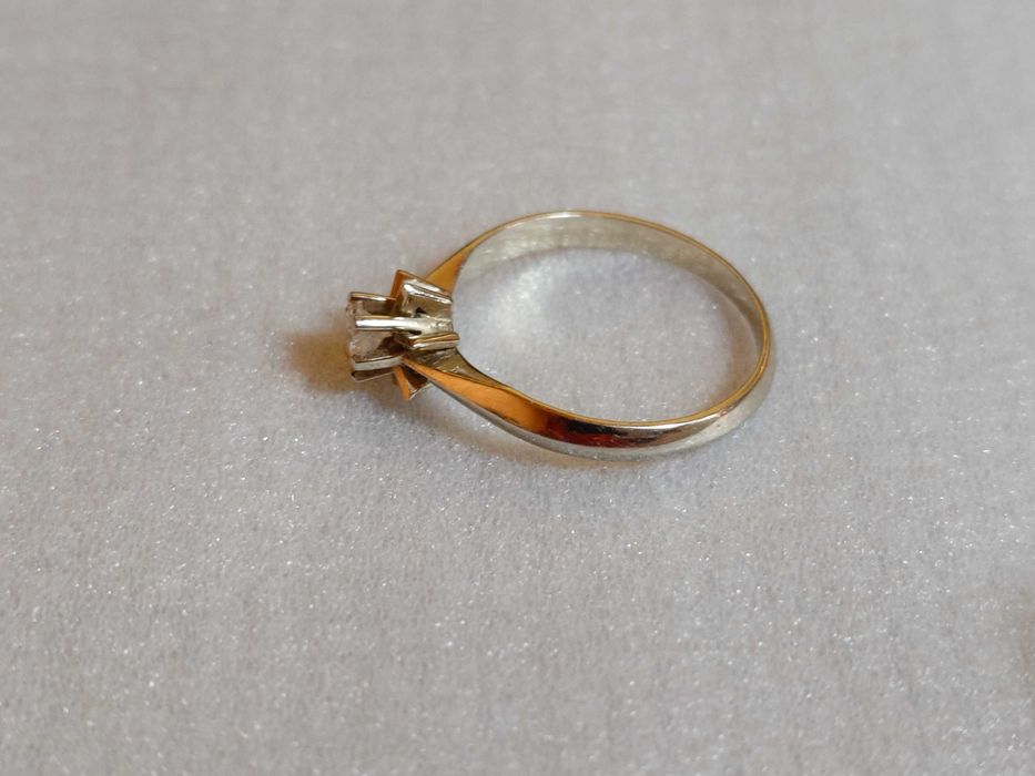 Inel logodnă aur alb 18K, diamant 0.25 ct – mărime 56, 2.5 g