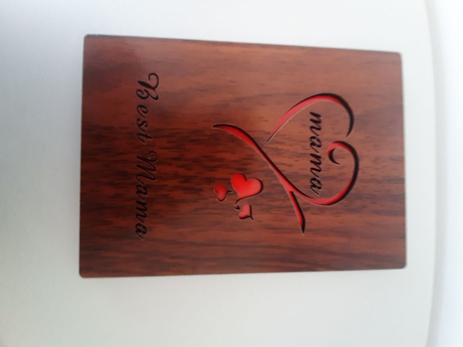 Felicitare 3D lemn gravat laser Best mama model deosebit placheta