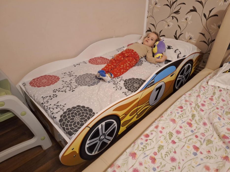 Pat masina cu saltea 80x160