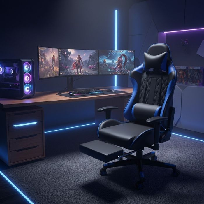 Геймърско компютърно бюро с RGB  99€ и геймърски стол за 123 € LED осв