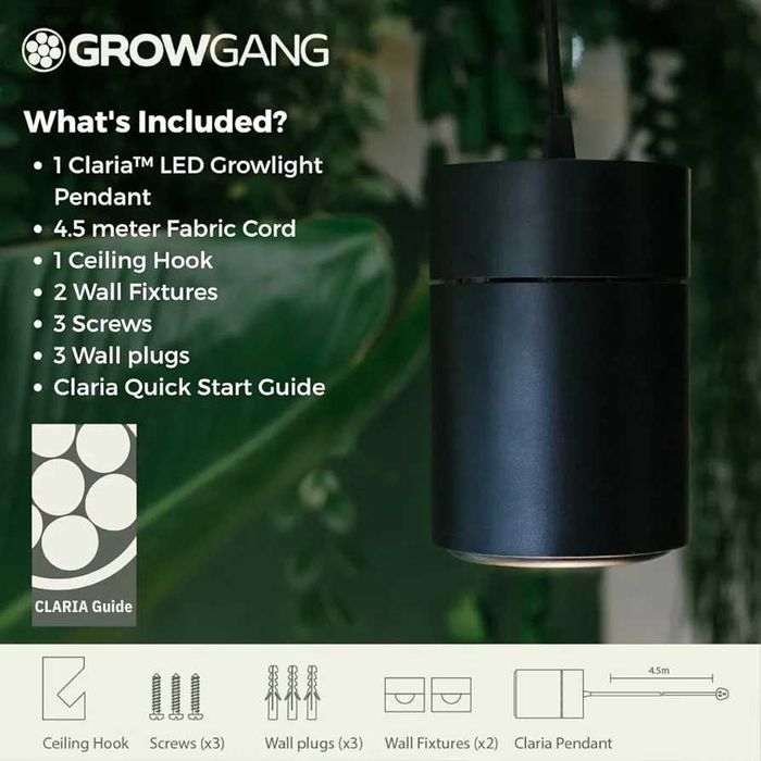 Фитолампа за цветя Claria Full Spectrum LED Grow Light – 33W, ЧЕРНА