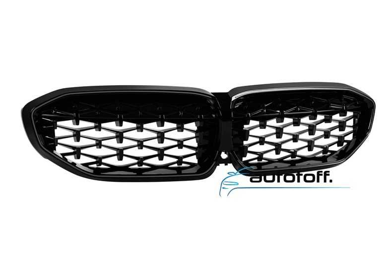 Grila iluminata compatibila cu BMW Seria 3 G20 G21 (19-22) Negru lucios cu LED