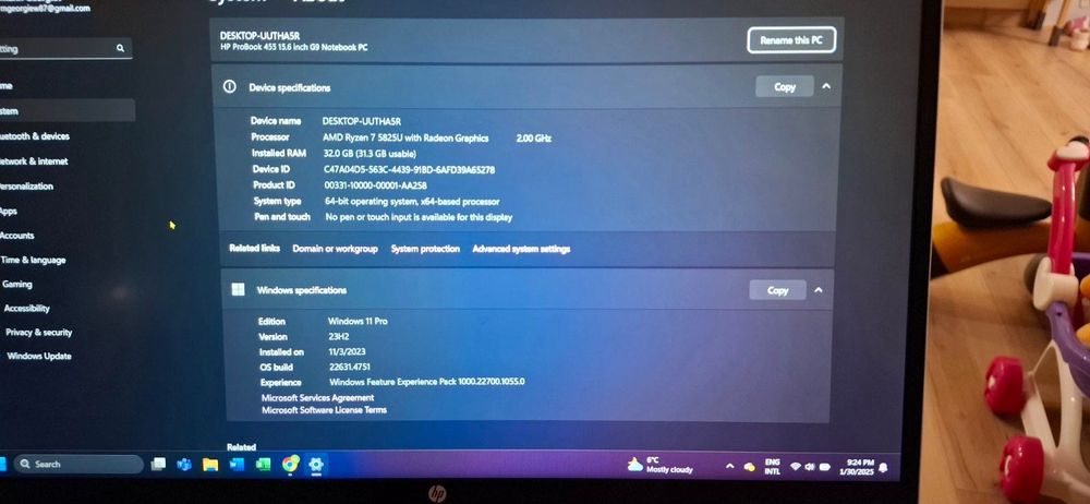 Laptop HP ProBoook 455 G9 i7 32GB Ram