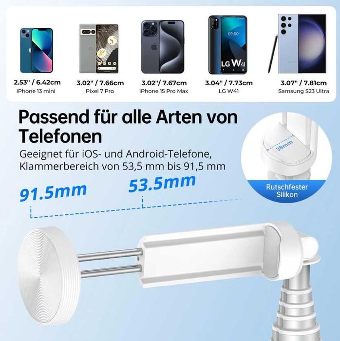 Stick selfie cu unghi reglabil și telecomandă Bluetooth