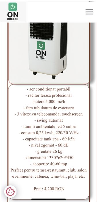 Racitor terasă evaporativ   "ONBREEZE"