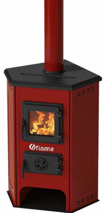 Semineu cu plita din fonta Fiama SD CORNER, pe lemne, putere 6 kW