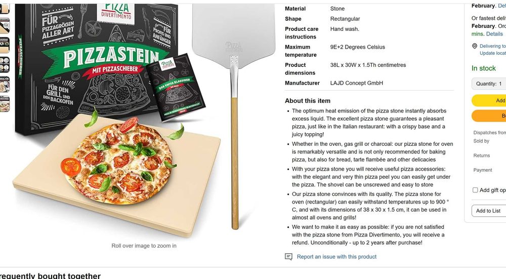 Piatră pentru pizza Divertimento pentru cuptor și grătar cu gaz