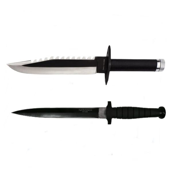 Set doua cutite de vanatoare, Tactical Knife, Otel inoxidabil, Negru