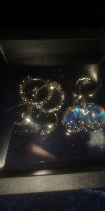 Cercei eleganți argint 925 cu pietre verzi + cercei cu piatră schimbăt