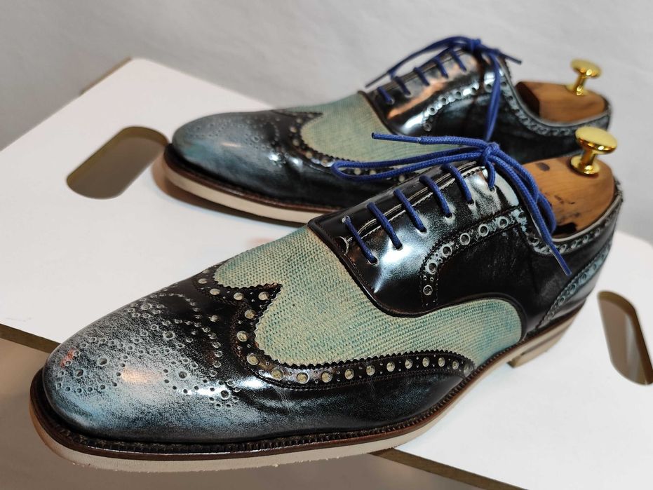 Pantofi oxford 41.5 42 de lux Harris lucrati manual piele naturala