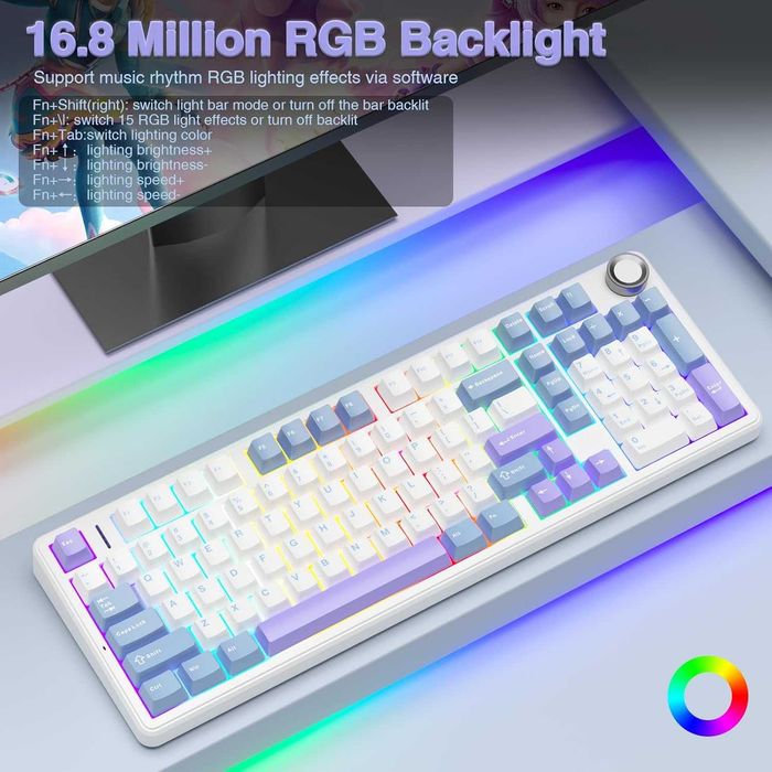 Механична клавиатура AULA F99 Pro Wireless RGB BT 2.4GHz Hot Swap [НОВА]