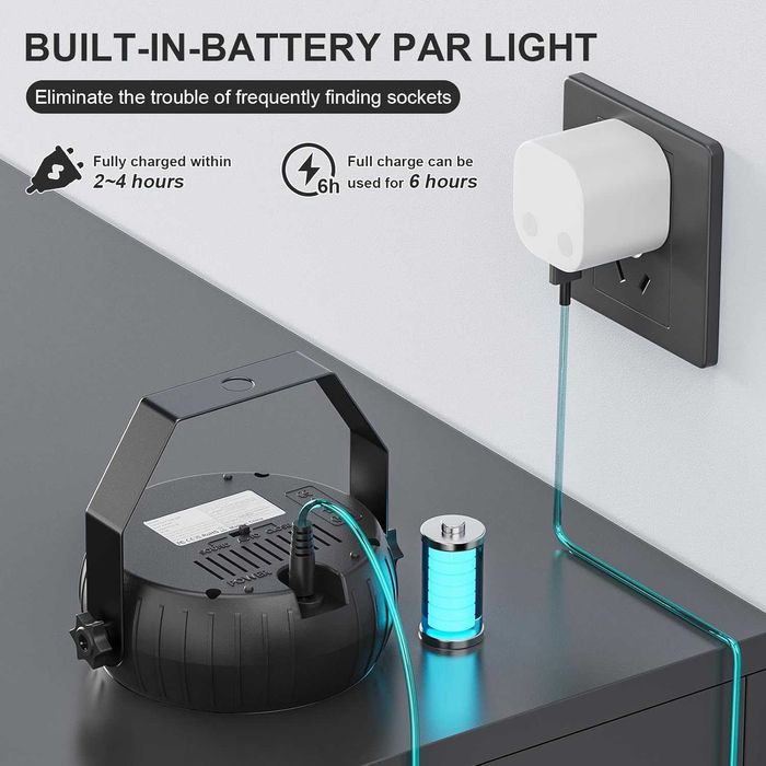 Set 2 Proiectoare LED Par cu Acumulator 2200mAh RGB Telecomanda Noi