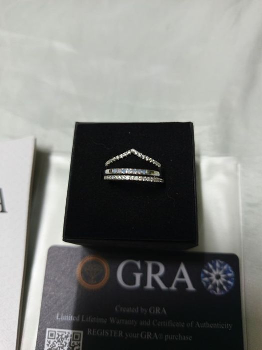 Кольца с муассонитами и голубыми опалами