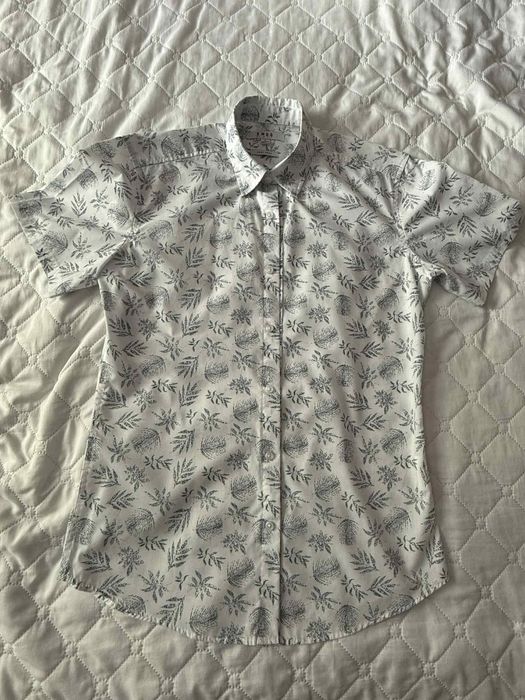 Мъжка риза с флорален принт – къс ръкав