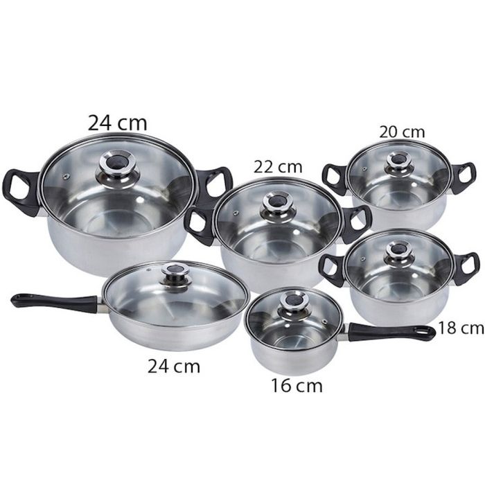 Комплект тенджери от Неръждаема Стомана – 12 части с капаци