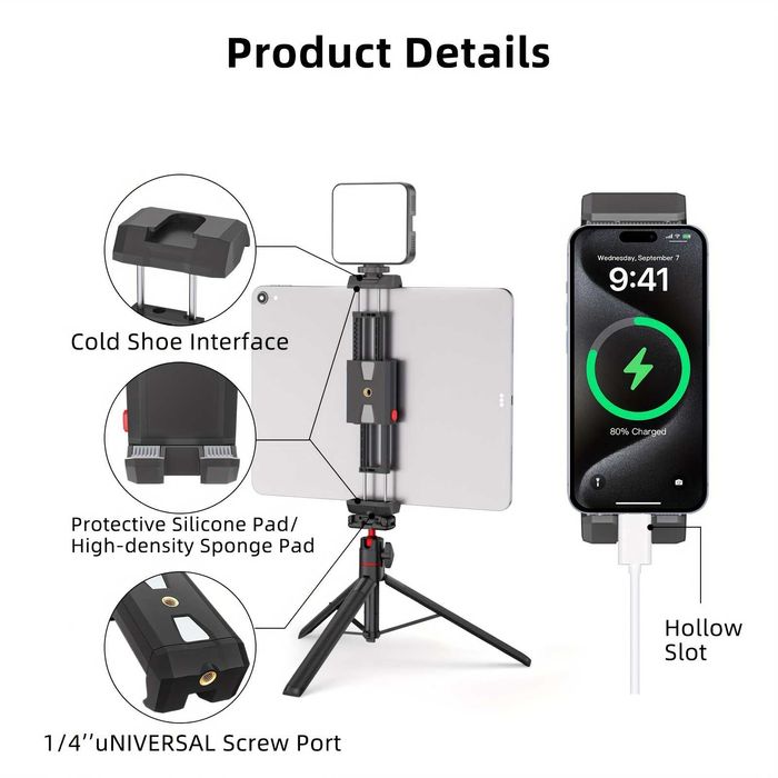 Suport telefon si tableta pentru trepied, adaptor trepied / stick 1/4