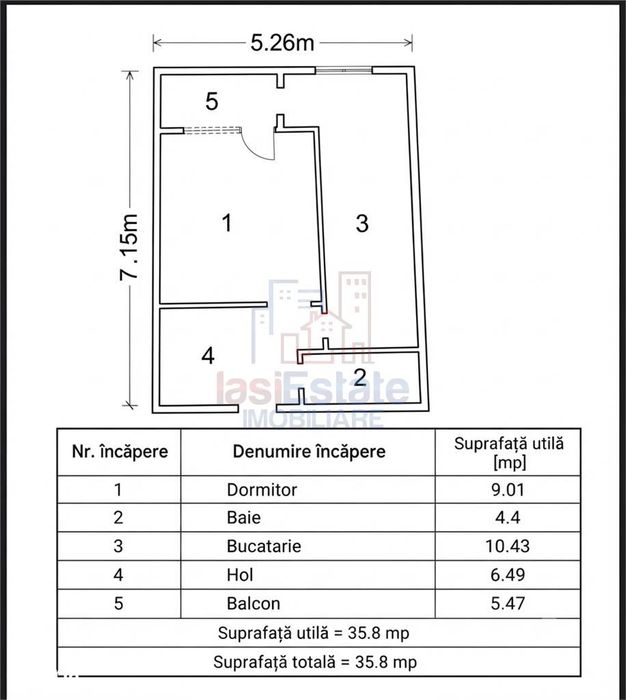 Apartament decomandat cu o camera de vanzare, parcare inclusa