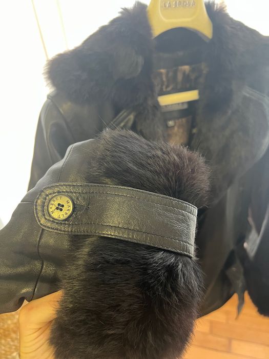 Кожено яке с естествен косъм