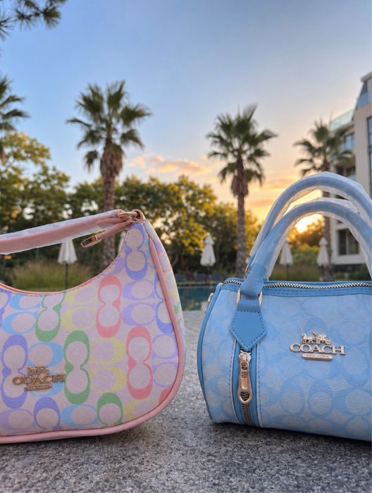 Чанта Coach синя и розова