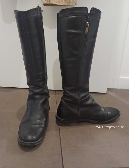 Дамски ботуши естествена кожа, черни, 37 размер. Gabina