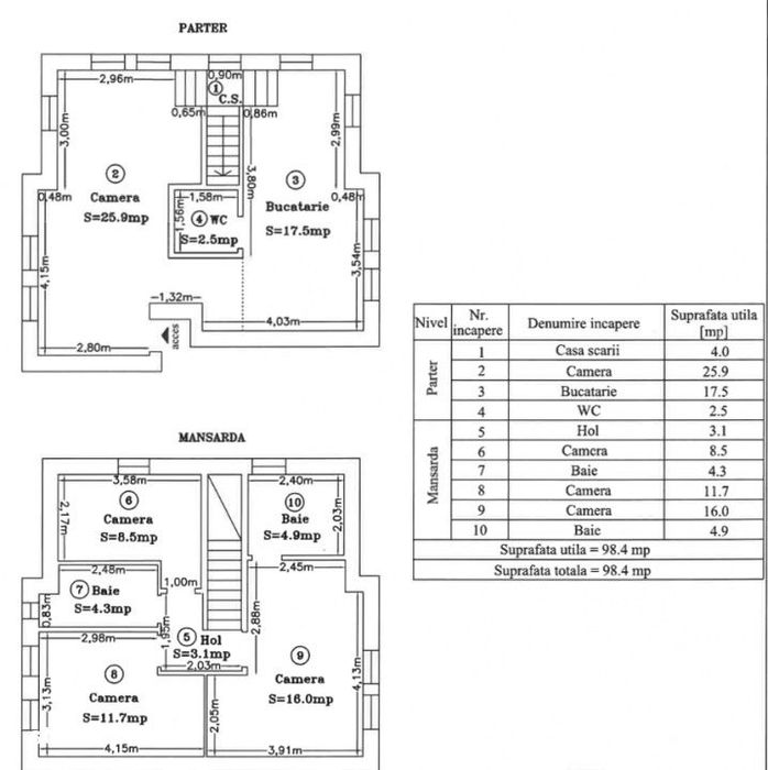 Comision 0 - zona Kaufland - Apt. cu 4 camere pe 2 niveluri - CT/AC