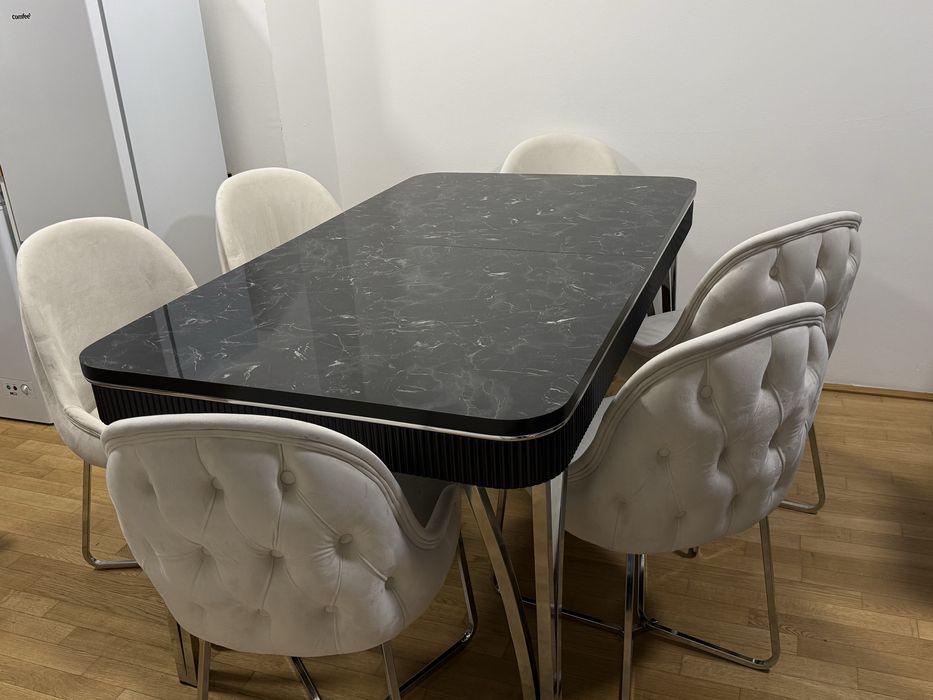 SET Masa living/bucatarie + 6 scaune + 2 mesute cafea OFERTA