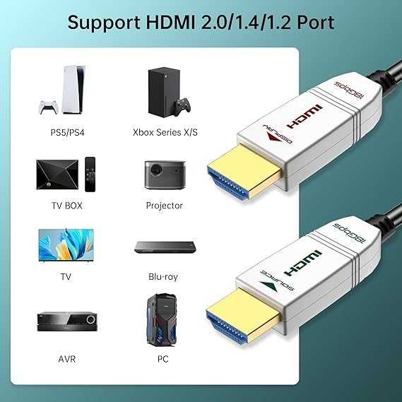 FeizLink 4K оптичен HDMI кабел - 50 фута, 18Gbps HDR10 HDCP2.3 3D