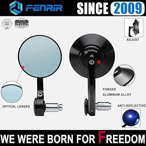 Oglinzi moto FENRIR bar end, negre, aluminiu CNC