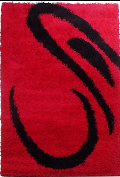 Covor Saggy pufos roșu cu negru 200 cm x 300 cm