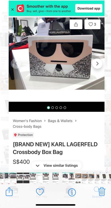 KARL LAGERFELD Сребриста Маркова Парти чантичка  УНИКАЛНОСТ СТИЛ КЛАСА