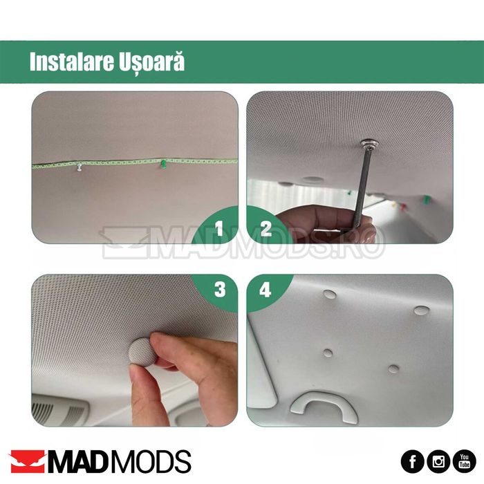 Set reparatie plafon auto dezlipit 30 capse suruburi Gri, Crem, Negru