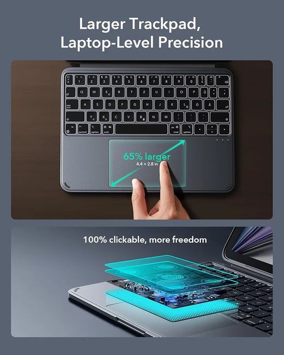 ESR Shift Калъф с клавиатура за iPad Air 11" (M4/M3/M2) и Air 10.9", тъмносив