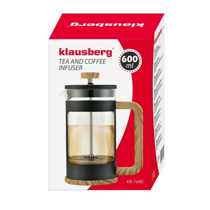 Infuzor pentru cafea si ceai, 600ml, cu imitatie din lemn, Klausberg