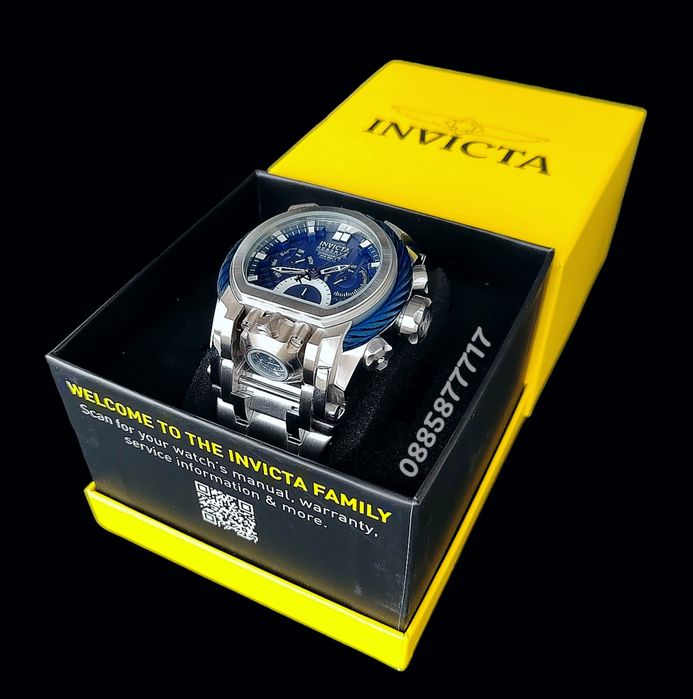 часовник INVICTA Bolt Zeus Silver/Blue 52 mm, Инвикта нов