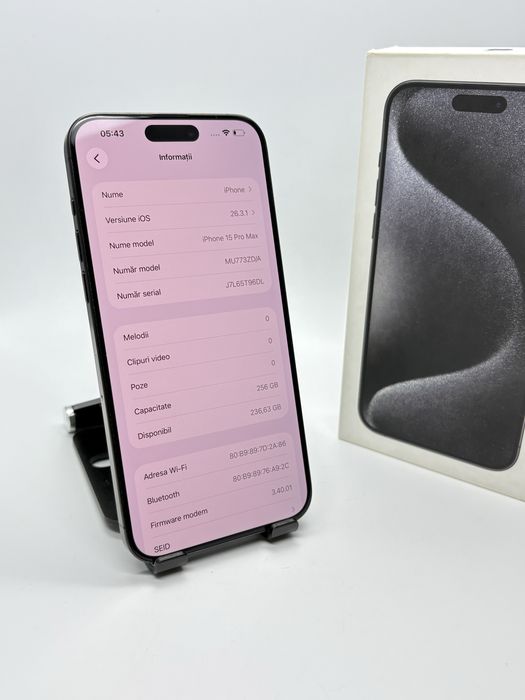 iPhone 15 PRO MAX - 256Gb - STARE 10/10 + Garantie