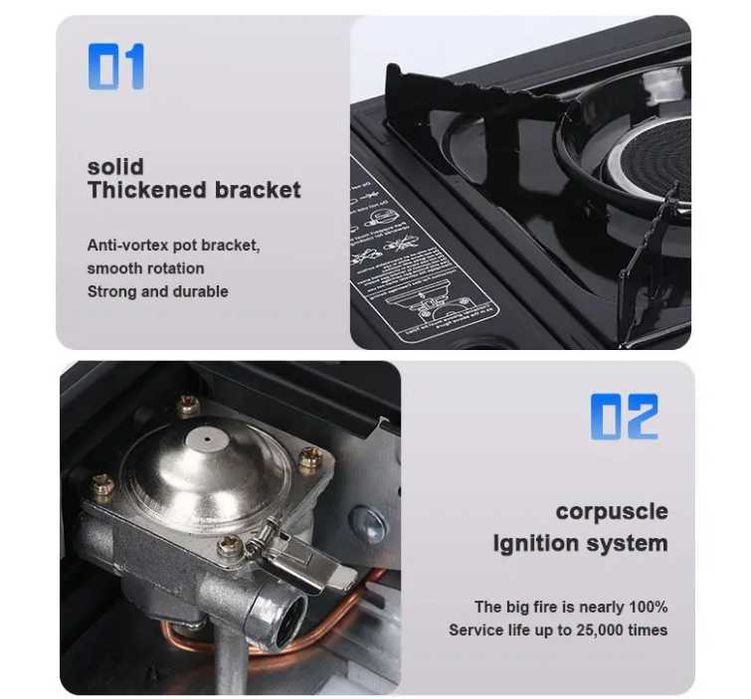 ГАЗОВАЯ ПЛИТА В ЧЕРНОМ ЦВЕТЕ-34 см Для пикника Доставка бесплатно