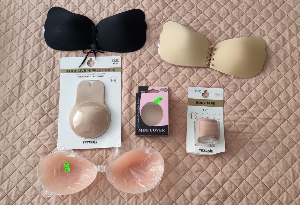 Аксесоари за бюст - самозалепващ сутиен, покривала и повдигаща лента
