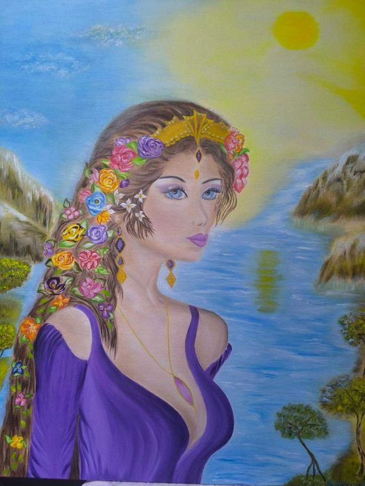 Картина жена - рисувана с маслени бои